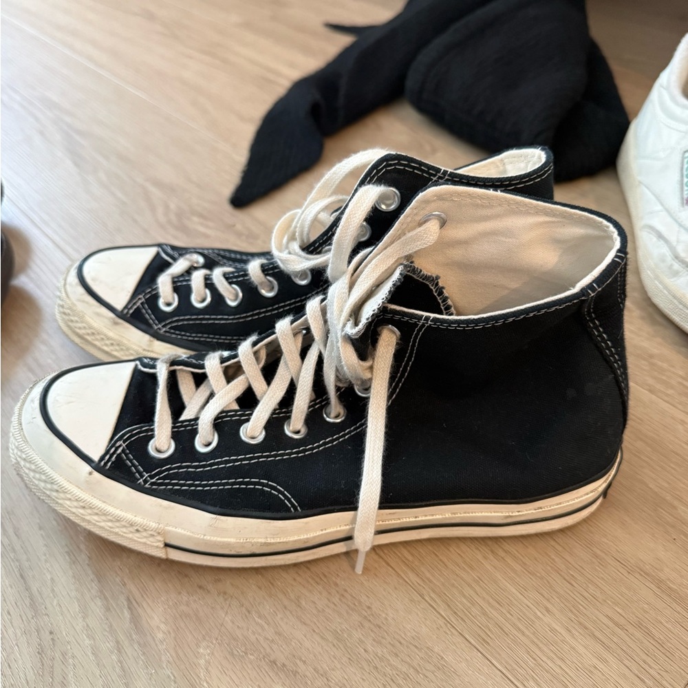 Converse Black and White High-Top Platform Sneakers